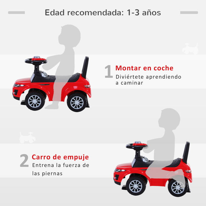 Carro andador para bebé sem Pedais com Alto-falante 60x38x42cm Vermelho