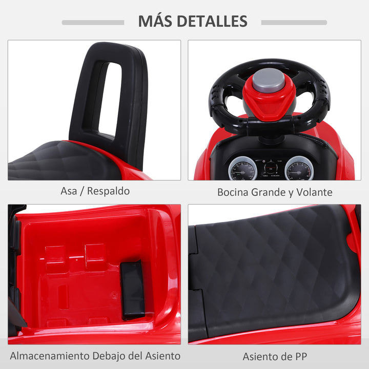 Carro andador para bebé sem Pedais com Alto-falante 60x38x42cm Vermelho