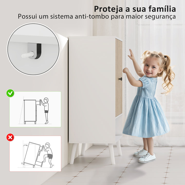 Sapateira de 2 Portas com Desenho em Espiga Sapateira para Entrada com Prateleiras Ajustáveis Compartimento Aberto para 15 Pares de Sapatos 75x35x97 cm Branco e Madeira