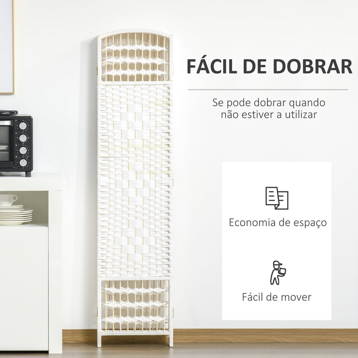 Biombo de 6 Paineis Separador de Ambientes Dobrável 242x170cm Divisória de Habitações de Fibra de Papel Decoração Elegante para Dormitório Sala de Estar Branco