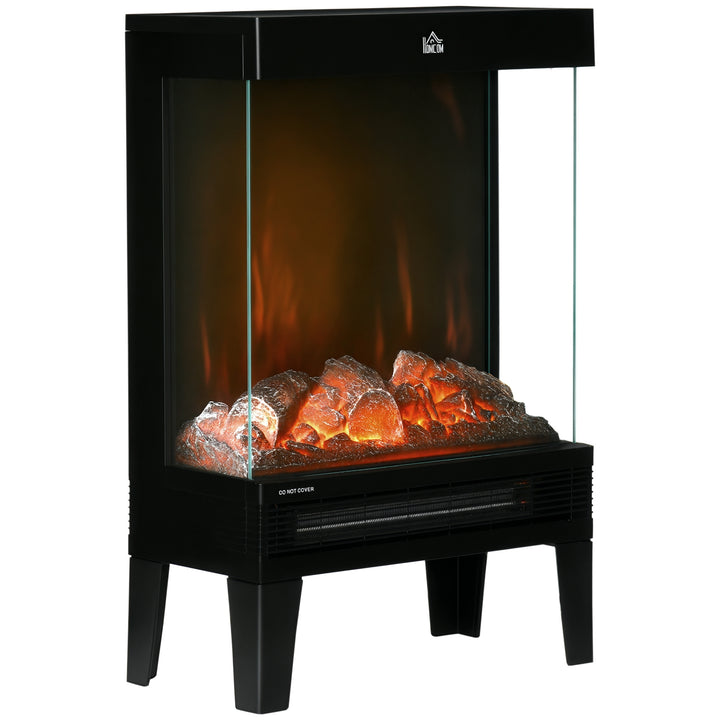 Lareira Elétrica 1000W/2000W Lareira Elétrica com Chama LED Realista Ajustável Termostato e Proteção Contra Superaquecimento para Área de até 15-20 m² 40,5x20x62cm Preto
