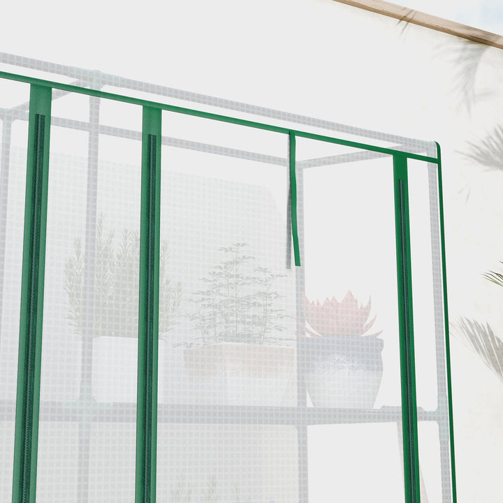 Estufa Pequena Estufa de Exterior com Prateleiras de 3 Níveis Portas com Fecho de Correr e Estrutura de Aço Estufa para Cultivar Plantas Flores 215x46x151 cm Branco