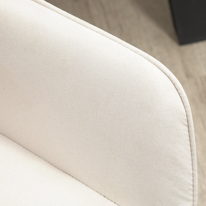 Conjunto de 2 Cadeiras de Sala de Jantar Estofadas em Linho Cadeiras de Cozinha com Encosto Apoio para os Braços e Pés de Metal 59,5x56,5x81 cm Bege Claro