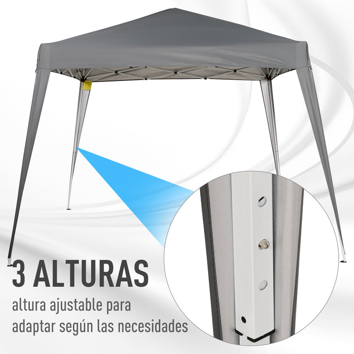 Tenda dobrável 3x3m Gazebo de jardim Pop Up Desenho de aço e capa de tecido Oxford cinza