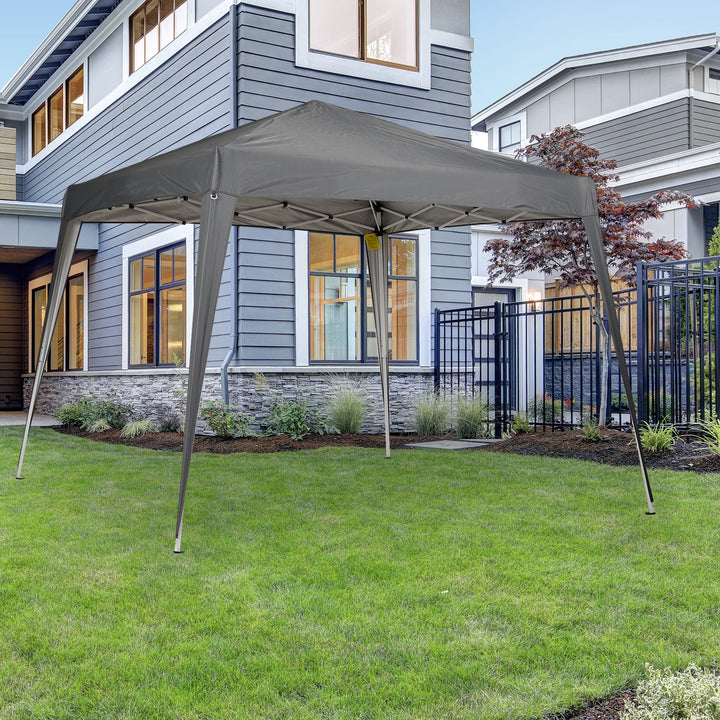 Tenda dobrável 3x3m Gazebo de jardim Pop Up Desenho de aço e capa de tecido Oxford cinza