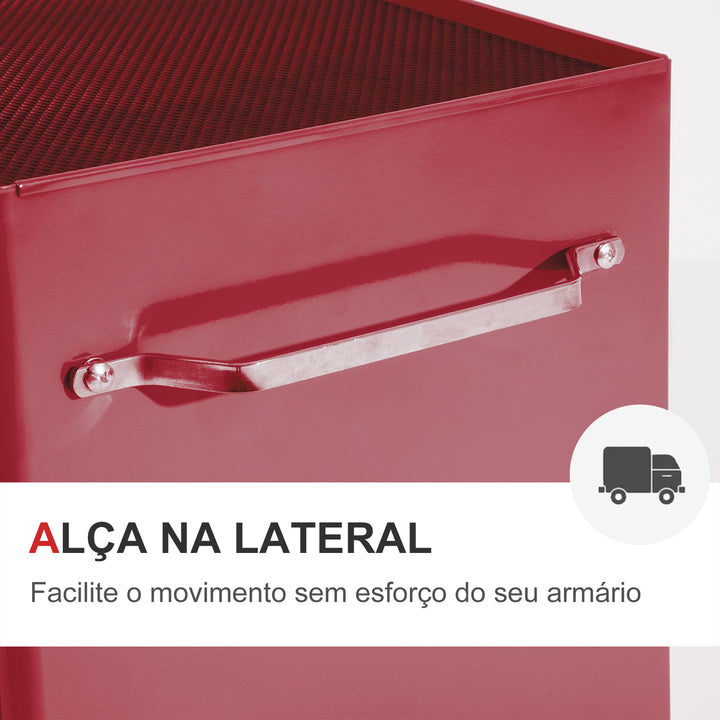 Carrinho de ferramentas com 5 Gavetas e 4 rodas Aço Vermelho 61,5x33x85cm