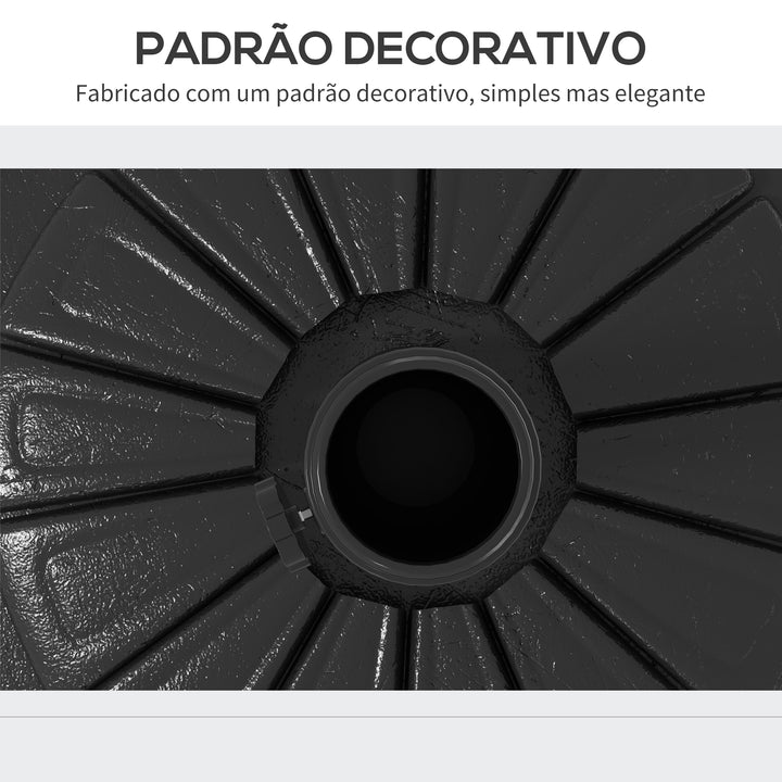 Base para Chapéu de Sol Suporte para Chapéu de Sol de HDPE Preenchível de Cimento Peso 13 kg para Mastros de Chapéus de Sol de Ø38/48 mm Ø43x32 cm Preto