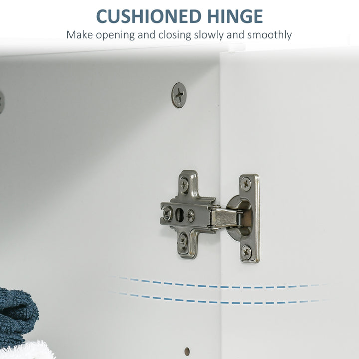 Armário de Casa de Banho com 2 Portas e 2 Prateleiras Ajustáveis em 7 Níveis Móvel Auxiliar de Armazenamento para Sala de Estar Cozinha 60x30x80cm Branco