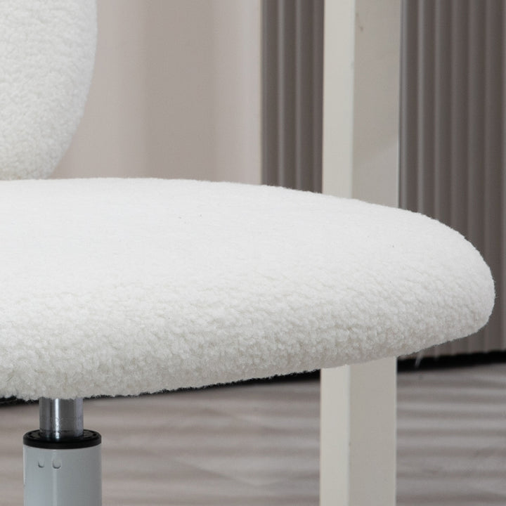 Cadeira de Secretária de Carneirinho Cadeira Infantil Giratória com Assento Ajustável em Altura e Encosto em Forma de Urso Capacidade 120 kg 50x56x80-90 cm Branco