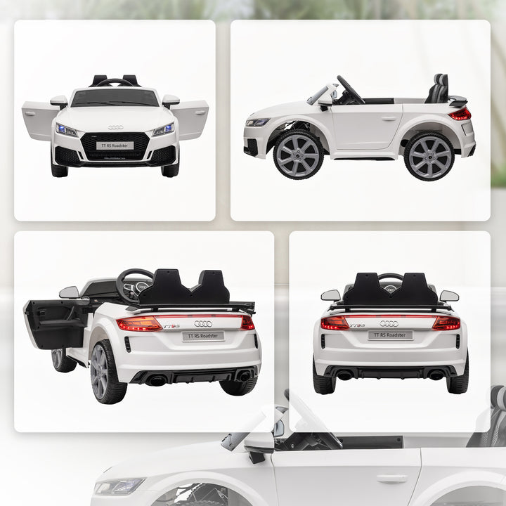 Carro elétrico infantil Audi TT RS acima de 3 anos com controle remoto com música e luzes Bateria 6V 30 kg 103x63x44cm