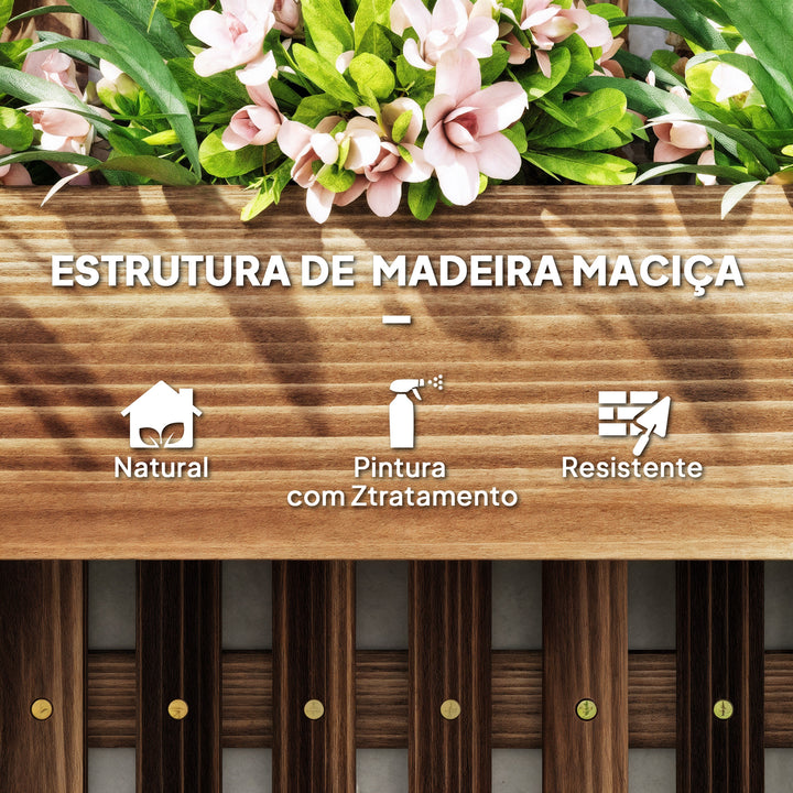 Floreira de Parede com Treliça Floreira Vertical de Madeira com 4 Vasos Móveis e Orifício de Drenagem para Jardim Varanda Pátio 60x16x80 cm Madeira Carbonizada