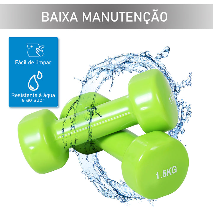 Conjunto de 8 halteres 4 pares de 0,5 kg 1 kg 1,5 kg 2 kg com caixa exterior para ginásio e treino