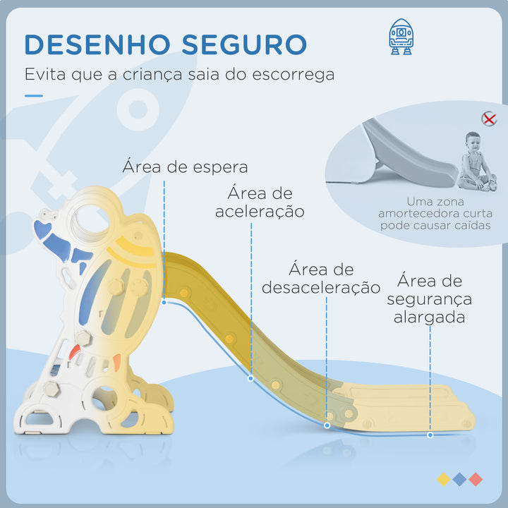 Escorregador para Crianças de 18-36 Meses com 3 Degraus Antiderrapantes Carga Máxima 30 kg para Interior Casa 157x46,5x80 cm Azul