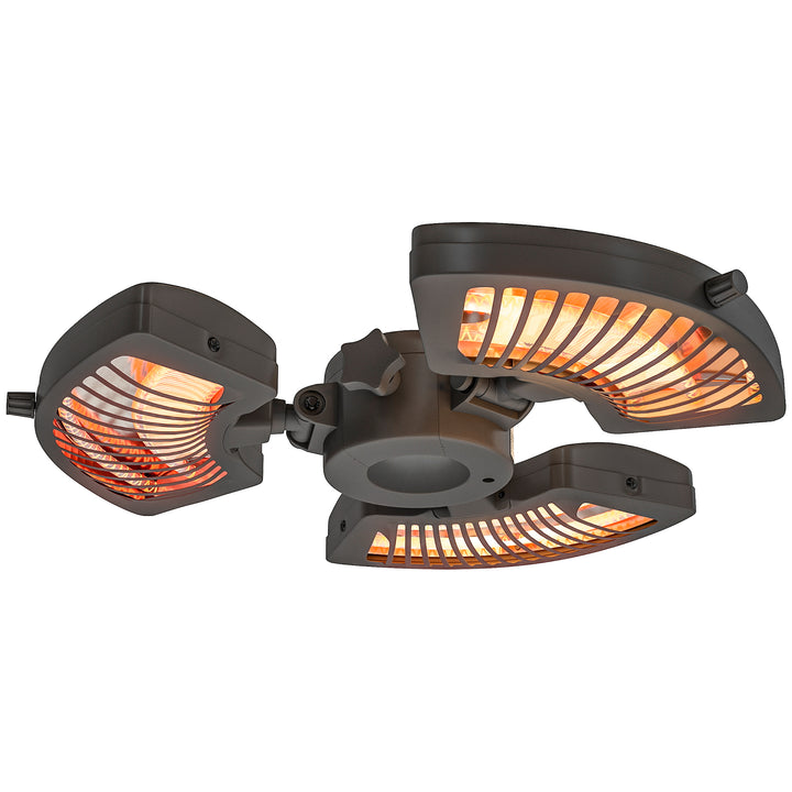 Aquecedor por Infravermelhos para Chapéu de Sol 2400W Aquecedor Exterior Elétrico de Alumínio com 3 Níveis de Aquecimento Proteção Anti-Tombo IP44 para Pátio e Jardim Ø55x8 cm Preto