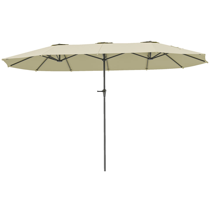Chapéu de Sol Duplo 4x2,2 m Chapéu de Sol para Jardim com Manivela Manual Impermeável e Proteção UV30+ Chapéu de Sol Grande para Exterior Praia Piscina Creme