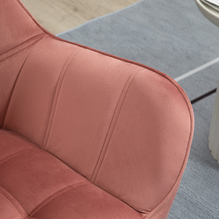 Poltrona Moderna Poltrona de Leitura Estofada em Veludo com Assento Amplo Pés em Madeira Poltrona Relax para Sala de Estar Quarto 67x61,5x71 cm Rosa