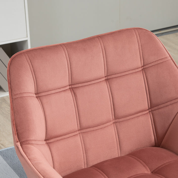 Poltrona Moderna Poltrona de Leitura Estofada em Veludo com Assento Amplo Pés em Madeira Poltrona Relax para Sala de Estar Quarto 67x61,5x71 cm Rosa