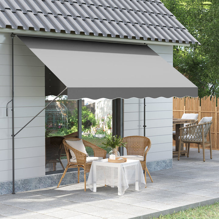 Toldo Manual Retrátil 300x170x200-290cm Toldo Ajustável com Manivela Proteção Solar UV40+ para Varanda Jardim Cinza
