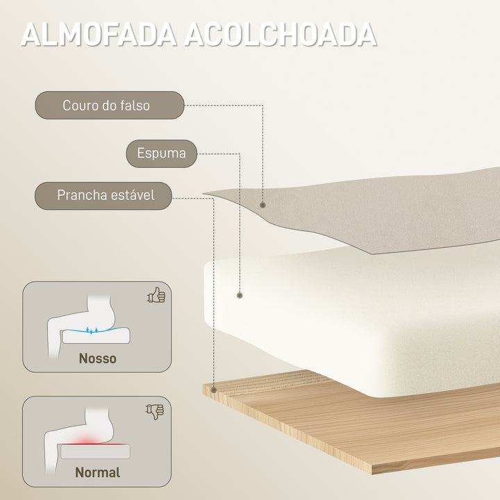 Cadeira de Escritório com Apoio para os Pés Giratória Cadeira para Secretária com Encosto Reclinável Acolchoado Duplo Espesso Revestida em Couro Sintético e Altura Ajustável 66x72x113-121 cm Bege