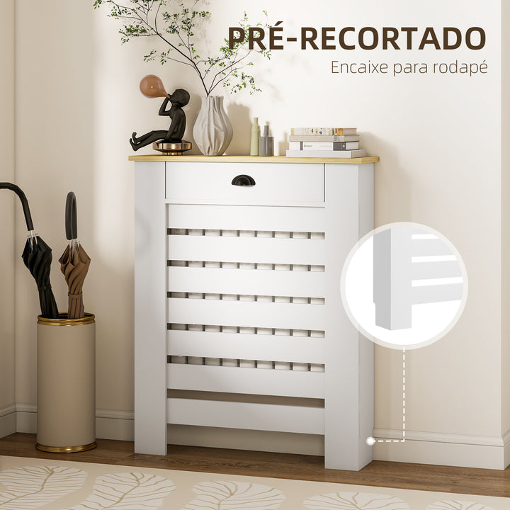 Cobertura para Radiador com Gaveta Cobertura para Radiador de MDF para Sala de Estar Dormitório Corredor 78x19x95,5 cm Branco
