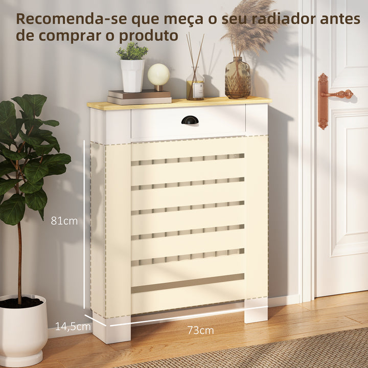 Cobertura para Radiador com Gaveta Cobertura para Radiador de MDF para Sala de Estar Dormitório Corredor 78x19x95,5 cm Branco