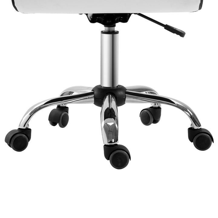 Cadeira de Escritório sem Apoio para os Braços Cadeira de Escritório Giratória com Altura Ajustável Cadeira para Estudo Estofada em PU Carga 120 kg 48x52x78-90 cm Branco