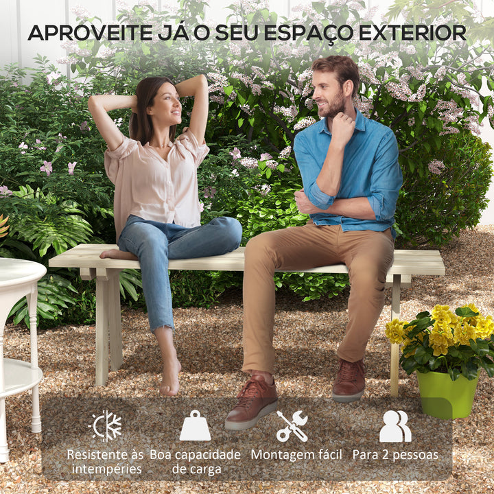 Banco de Madeira Banco de Jardim de 2 Lugares Capacidade 220 kg Banco de Exterior para Pátio Terraço Piscina 130x38x45 cm Natural