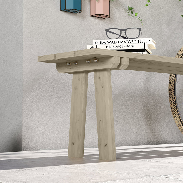 Banco de Madeira Banco de Jardim de 2 Lugares Capacidade 220 kg Banco de Exterior para Pátio Terraço Piscina 130x38x45 cm Natural