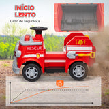 Carro Elétrico para Crianças acima de 3 Anos Caminhão de Bombeiros Elétrico para Crianças com Bateria de 12V Sirene Faróis Buzina e Música 86x49x52 cm Vermelho