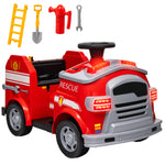 Carro Elétrico para Crianças acima de 3 Anos Caminhão de Bombeiros Elétrico para Crianças com Bateria de 12V Sirene Faróis Buzina e Música 86x49x52 cm Vermelho