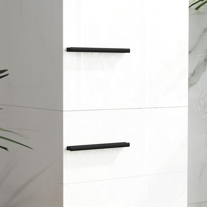 Coluna Casa de Banho Armário Alto Casa de Banho com Gaveta 2 Portas e Prateleiras Ajustáveis Móvel Auxiliar Casa de Banho Moderno Anti-Tombo 34x34x170 cm Branco