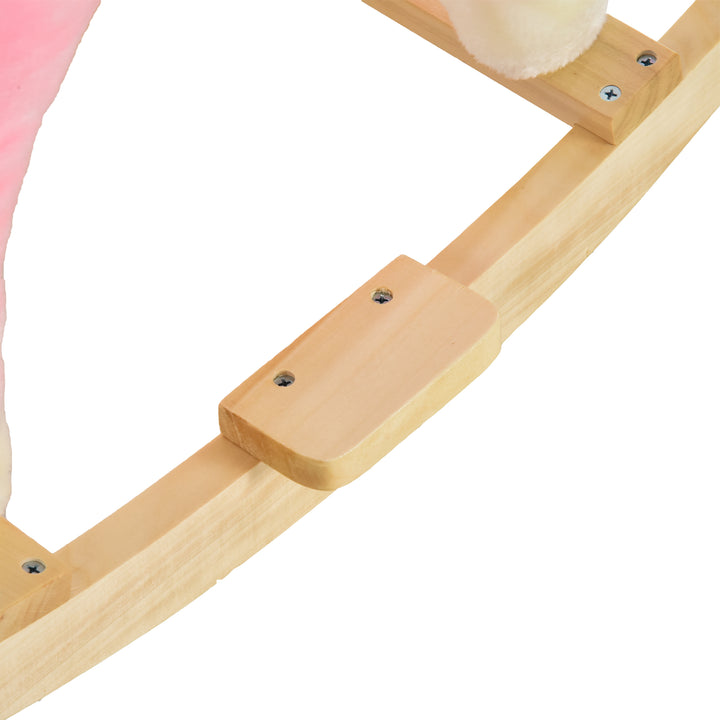 Cavalo de balanço para crianças acima de 36 meses Com boca e cauda móveis Música 65x32,5x61 cm Rosa