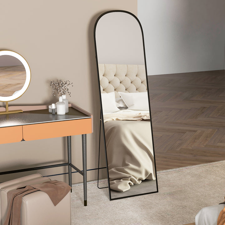 Espelho de Pé Espelho de Corpo Inteiro 50x170 cm Espelho de Parede com Estrutura de Liga de Alumínio e Suporte para Sala Quarto Banheiro Dourado