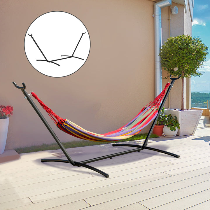 Suporte Ajustável para Camas de Rede Universal Estrutura de Ferro Carga Até 120kg Pé para Cama de Rede 280x120x110cm Preto