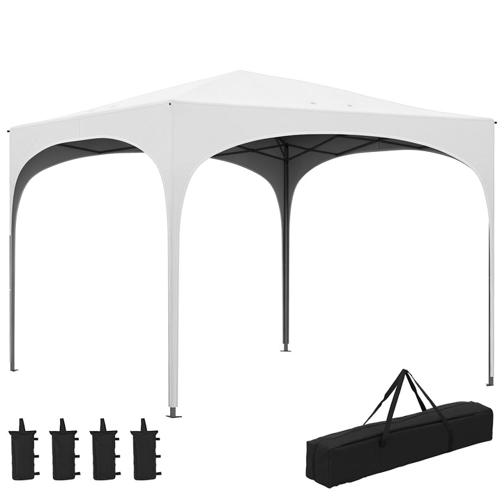 Tenda Dobrável 3x3 m Tenda de Jardim com Altura Ajustável Bolsa de Transporte Tecido Anti-UV e Sacos de Areia para Exterior Jardim Branco