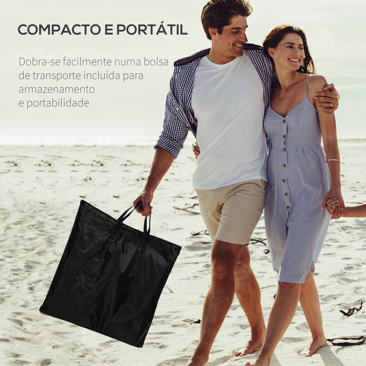 Conjunto de 2 Esteiras de Praia com Encosto Reclinável em 5 Níveis Bolsa de Transporte e Apoio de Cabeça 48x134x36-45 cm Preto