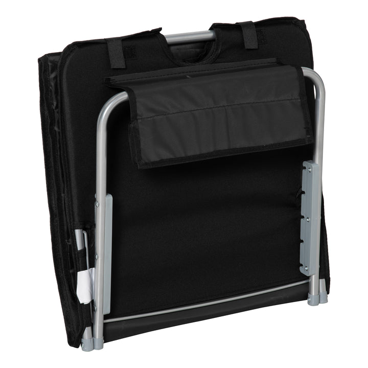 Conjunto de 2 Esteiras de Praia com Encosto Reclinável em 5 Níveis Bolsa de Transporte e Apoio de Cabeça 48x134x36-45 cm Preto