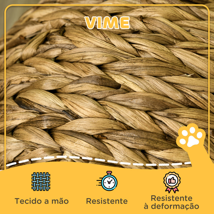 Cama para Gatos de Fibra Vegetal Caverna para Gatos Desmontável com Almofada Amovível 42x33x52 cm Marrom Claro e Bege