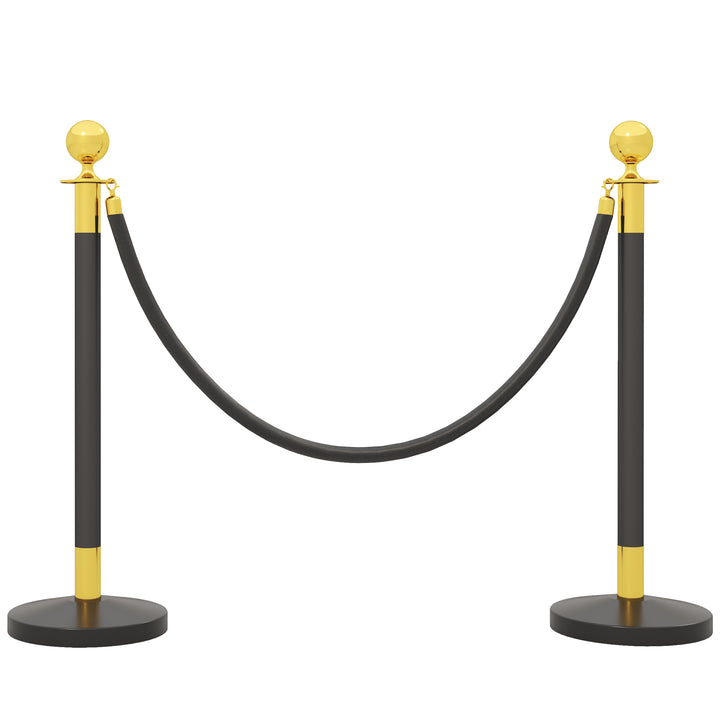 Postes Separadores em Aço Inoxidável 2 Unidades 96 cm de Altura Base Recarregável com Água 2 Cordas de Veludo Preto de 1,5 m para Teatro Festa Casamento Preto