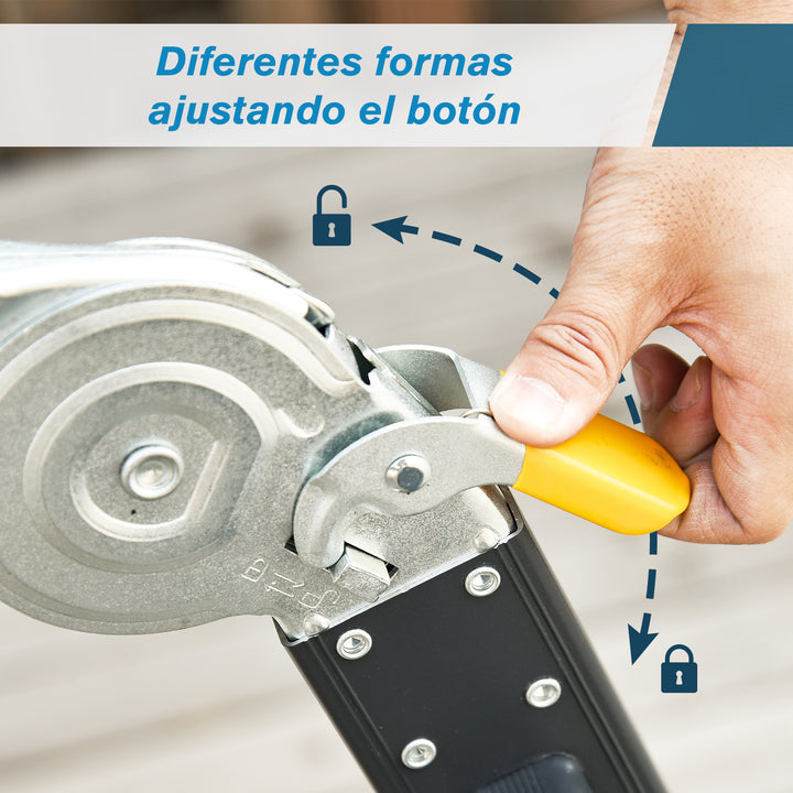 Escada multiuso dobrável 5 em 1 com 2 placas de alumínio 70x61x11 cm Preto