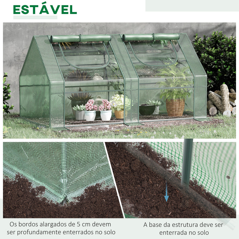 Estufa Pequena Estufa de Exterior com Proteção Dupla Janelas e Estrutura de Aço Estufa para Cultivos de Plantas e Flores 180x90x90 cm Verde