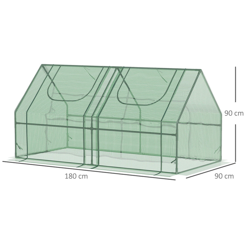 Estufa Pequena Estufa de Exterior com Proteção Dupla Janelas e Estrutura de Aço Estufa para Cultivos de Plantas e Flores 180x90x90 cm Verde