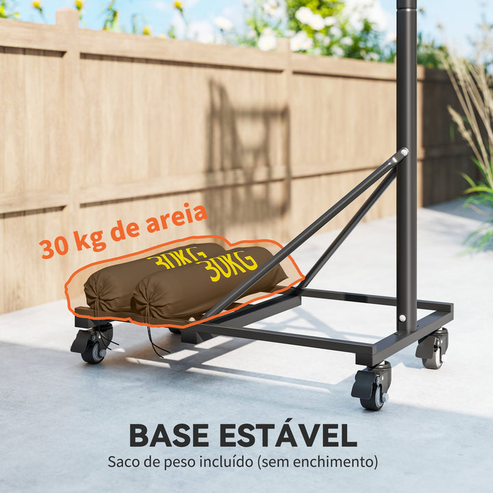 Tabela de Basquetebol para Exterior Altura Ajustável 235-305 cm Tabela de Basquetebol Portátil com Placa Irrompível 110 cm Saco de Peso e Rodas para Adolescentes e Adultos Preto