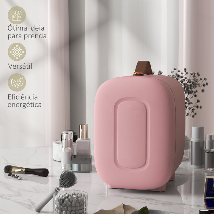 Frigorífico de Cosméticos 4L Frigorífico Pequeno 9V/240V para Arrefecer e Aquecer Mini Frigorífico para Beleza Maquilhagem Bebidas 20,3x26,3x28 cm Rosa