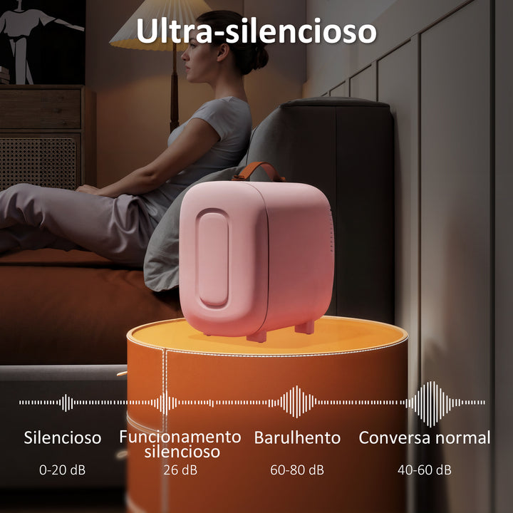 Frigorífico de Cosméticos 4L Frigorífico Pequeno 9V/240V para Arrefecer e Aquecer Mini Frigorífico para Beleza Maquilhagem Bebidas 20,3x26,3x28 cm Rosa