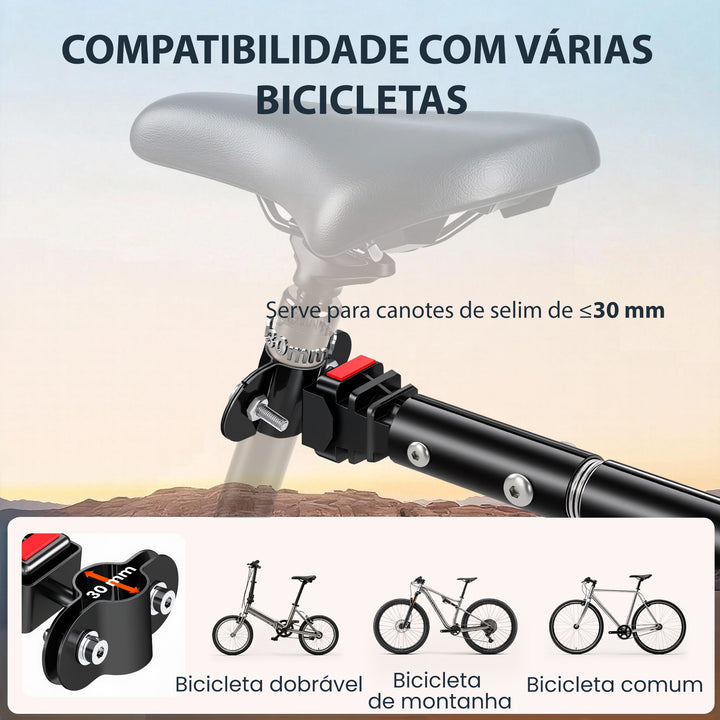 Reboque de Bicicleta para Carga 40 kg Carrinho de Mão com Cobertura de Tecido Oxford Impermeável, Refletores Estrutura de Aço e Alças para Transporte de Bagagem 144x59x80 cm Vermelho e Preto