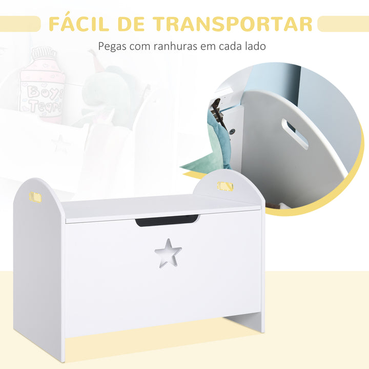 Organizador de brinquedos para criança desenho seguro amplo espaço de armazenamento carga 11 kg 62x40x46,5 cm Branco