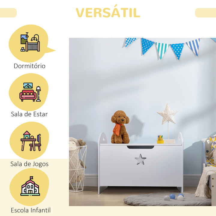 Organizador de brinquedos para criança desenho seguro amplo espaço de armazenamento carga 11 kg 62x40x46,5 cm Branco