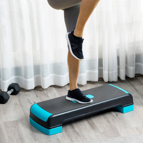 Plataforma Step Fitness Step de Aeróbico com Altura Ajustável de 10/15/20 cm Plataforma de Exercício em Casa Ginásio Oficina Carga 150kg 78x28x20 cm Azul e Preto