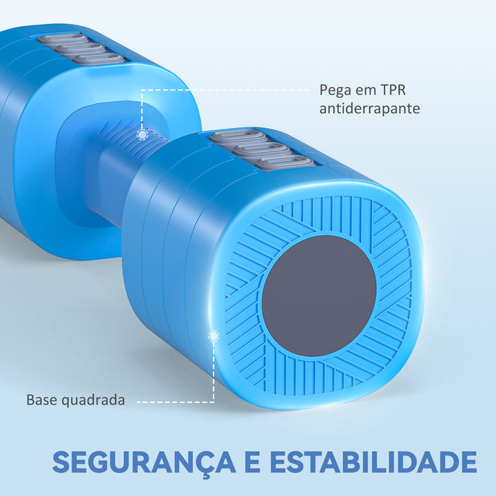 Conjunto de Halteres Ajustáveis 4 em 1 1/1,5/2/2,5 kg Conjunto de Pesos e Halteres de Metal com Pegas Antideslizantes e Design Quadrado para Treino em Casa Ginásio Azul